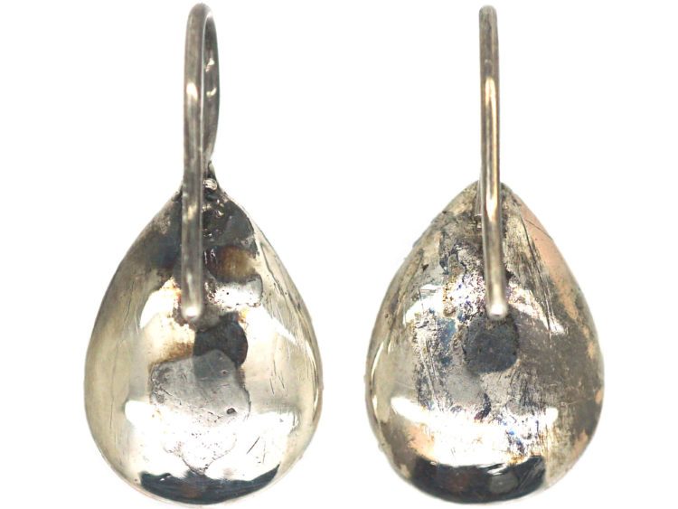 Georgian Silver & Almandine Garnet Pear Shaped Earrings