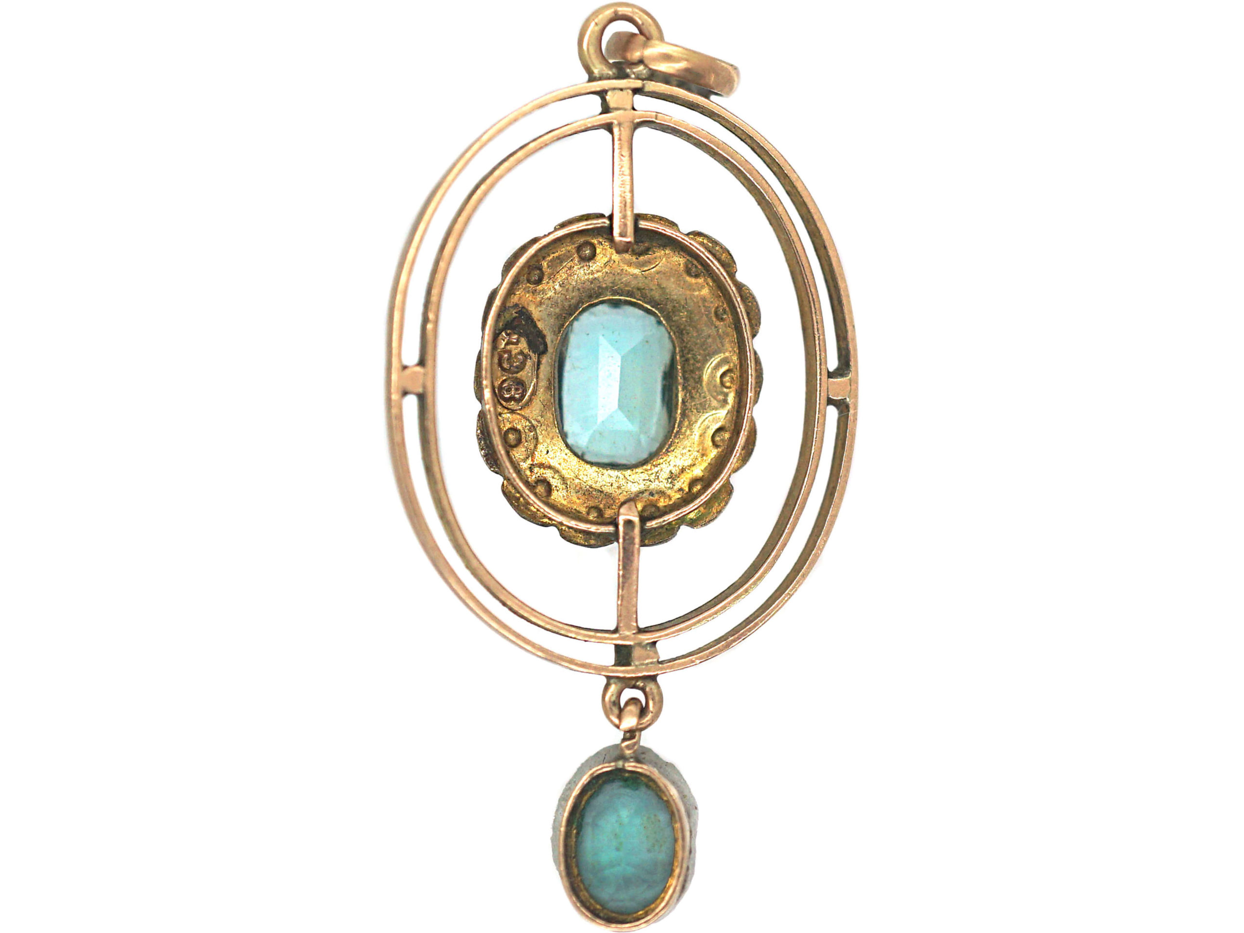 Edwardian 9ct Gold, Aquamarine & Natural Split Pearls Pendant (794P ...