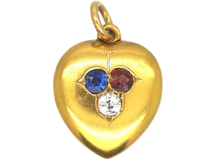 Edwardian Ruby, Sapphire & Diamond Heart Shaped Locket