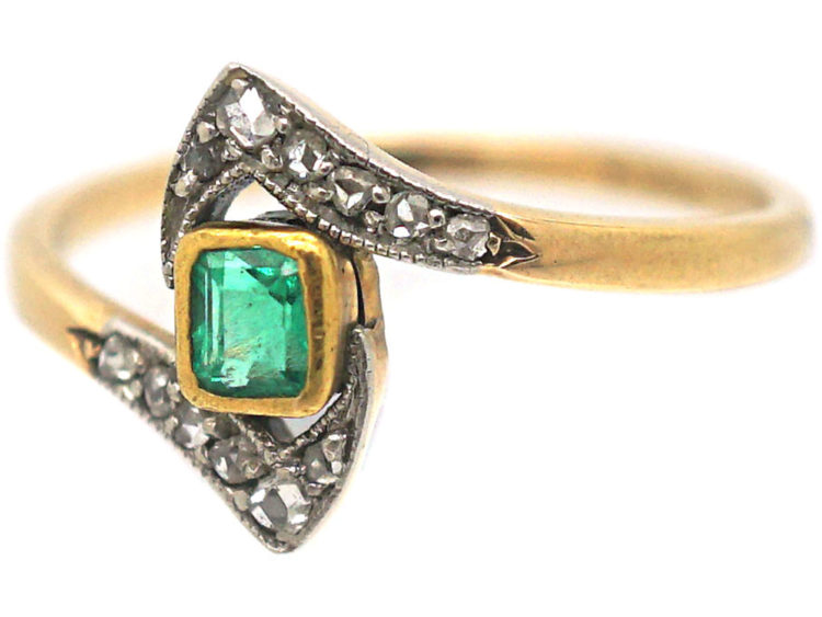 Art Deco Emerald & Rose Diamond Ring