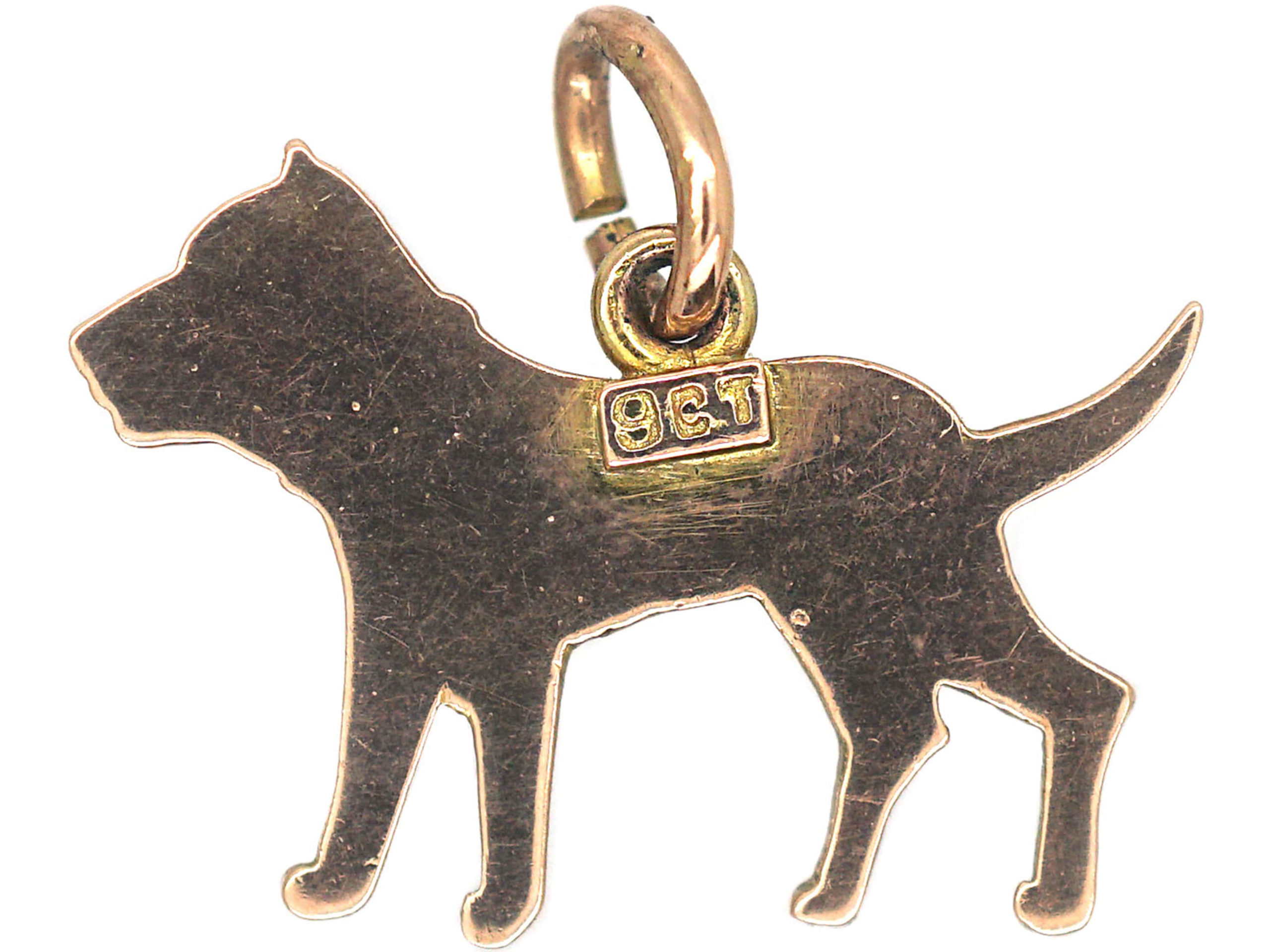 Edwardian 9ct Gold Terrier Charm (886P) | The Antique Jewellery Company