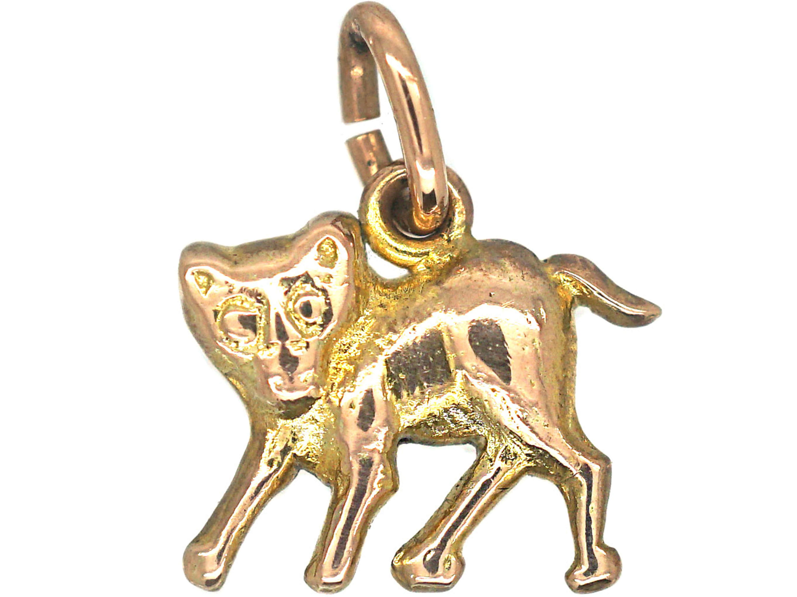 Edwardian 9ct Gold Cat Charm (887P) The Antique Jewellery Company