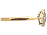 Art Deco 18ct Gold, Platinum & Diamond Cluster Ring