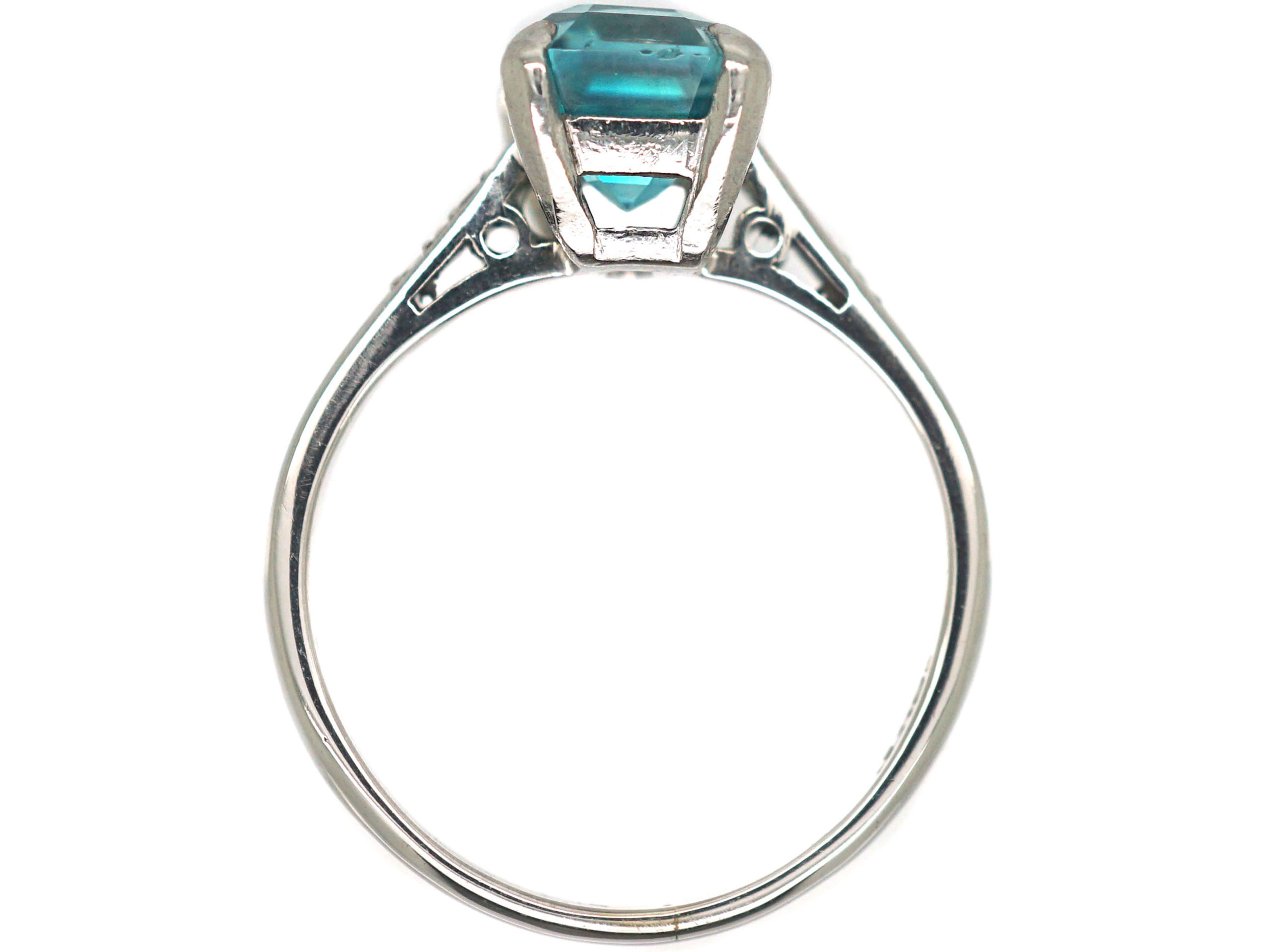 Art Deco 18ct White Gold Zircon & Diamond Rectangular Ring (865P) | The ...