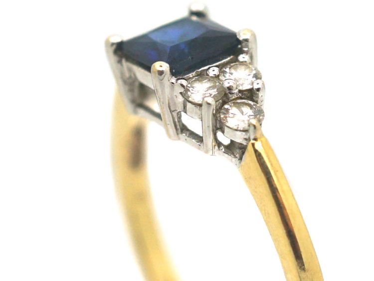 18ct Gold Princess Cut Sapphire & Diamond Ring