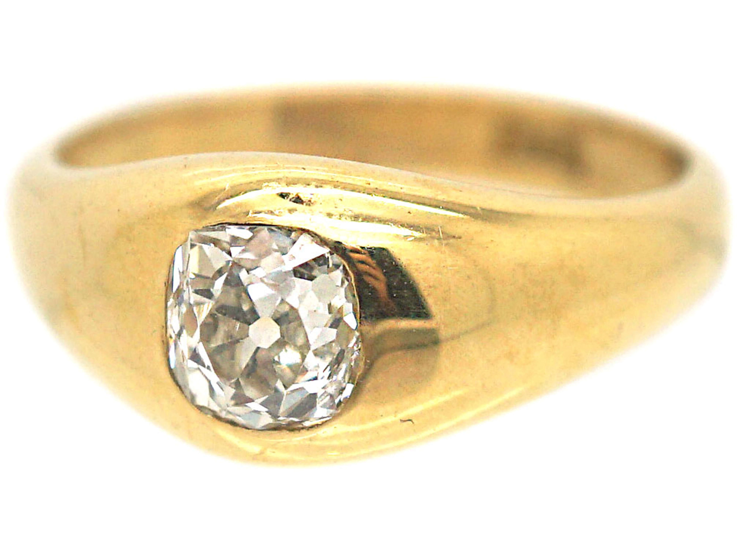 Victorian 18ct Gold & Diamond Rub Over Set Ring (869P) | The Antique ...