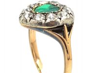 Victorian 18ct Gold, Emerald & Diamond Heart Shaped Ring