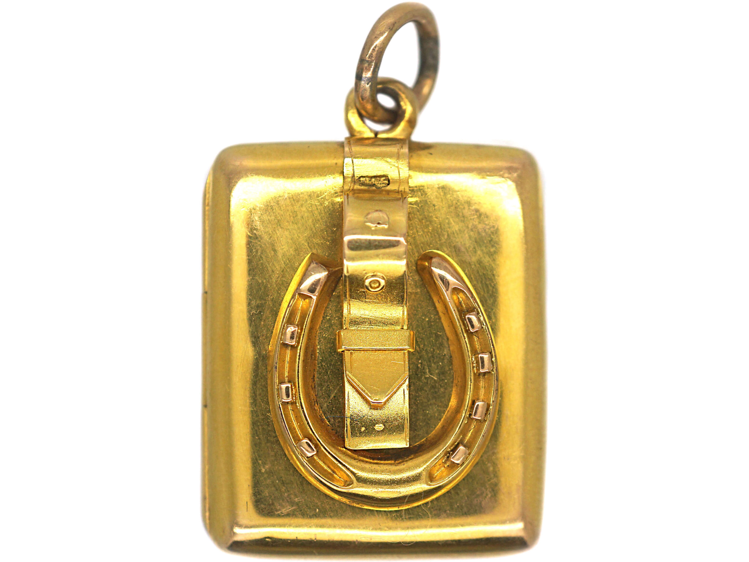 Victorian 15ct Gold Horseshoe & Buckle Rectangular Locket (894P) The Antique Jewellery Company