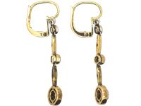 Art Deco 15ct Gold, Platinum & Diamond Triple Drop Earrings