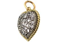 Victorian 18ct Gold, Diamond & Natural Split Pearl Reversible Heart Pendant