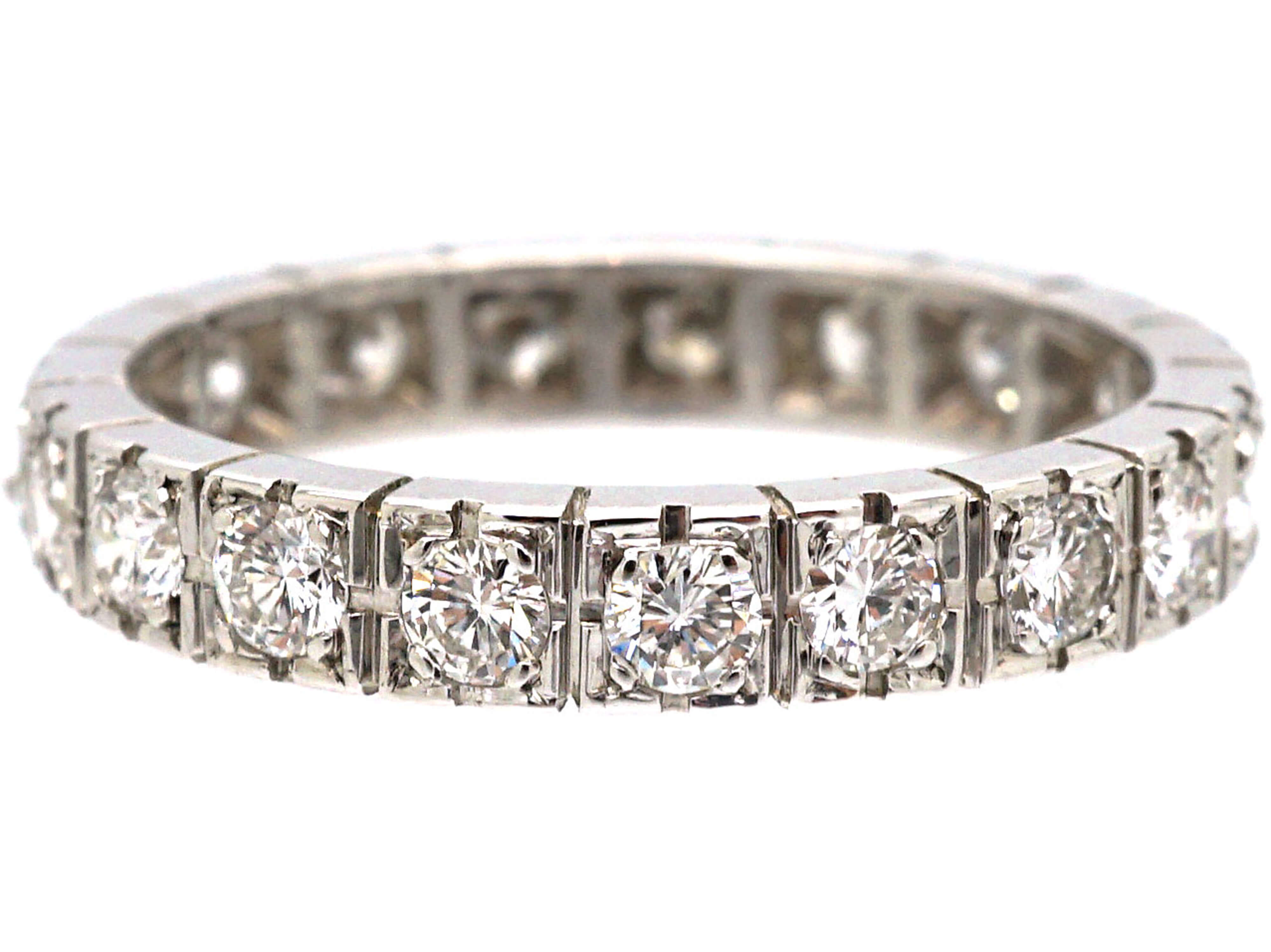 Art Deco French 18ct White Gold & Diamond Eternity Ring (922P) | The