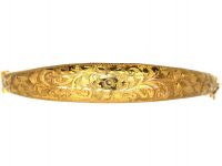 Edwardian 9ct Gold Engraved Bangle