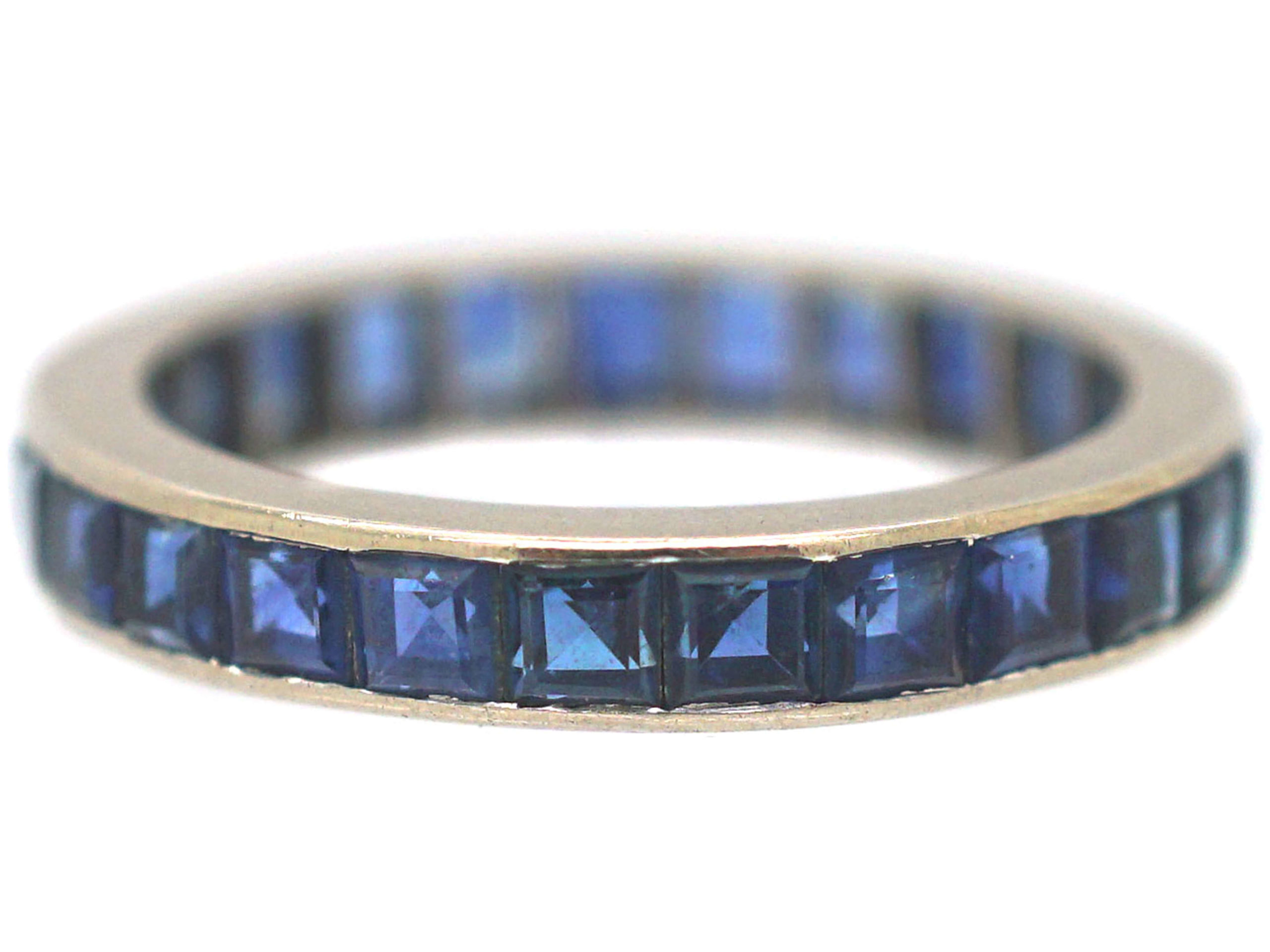 Art Deco 18ct White Gold, Sapphire Eternity Ring (962P) | The Antique ...