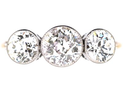 Edwardian 18ct Gold & Platinum, Three Stone Diamond Ring