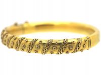 Victorian 15ct Gold Bangle with Applied Decoration
