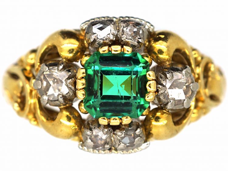 18ct Gold, Emerald & Diamond Ring