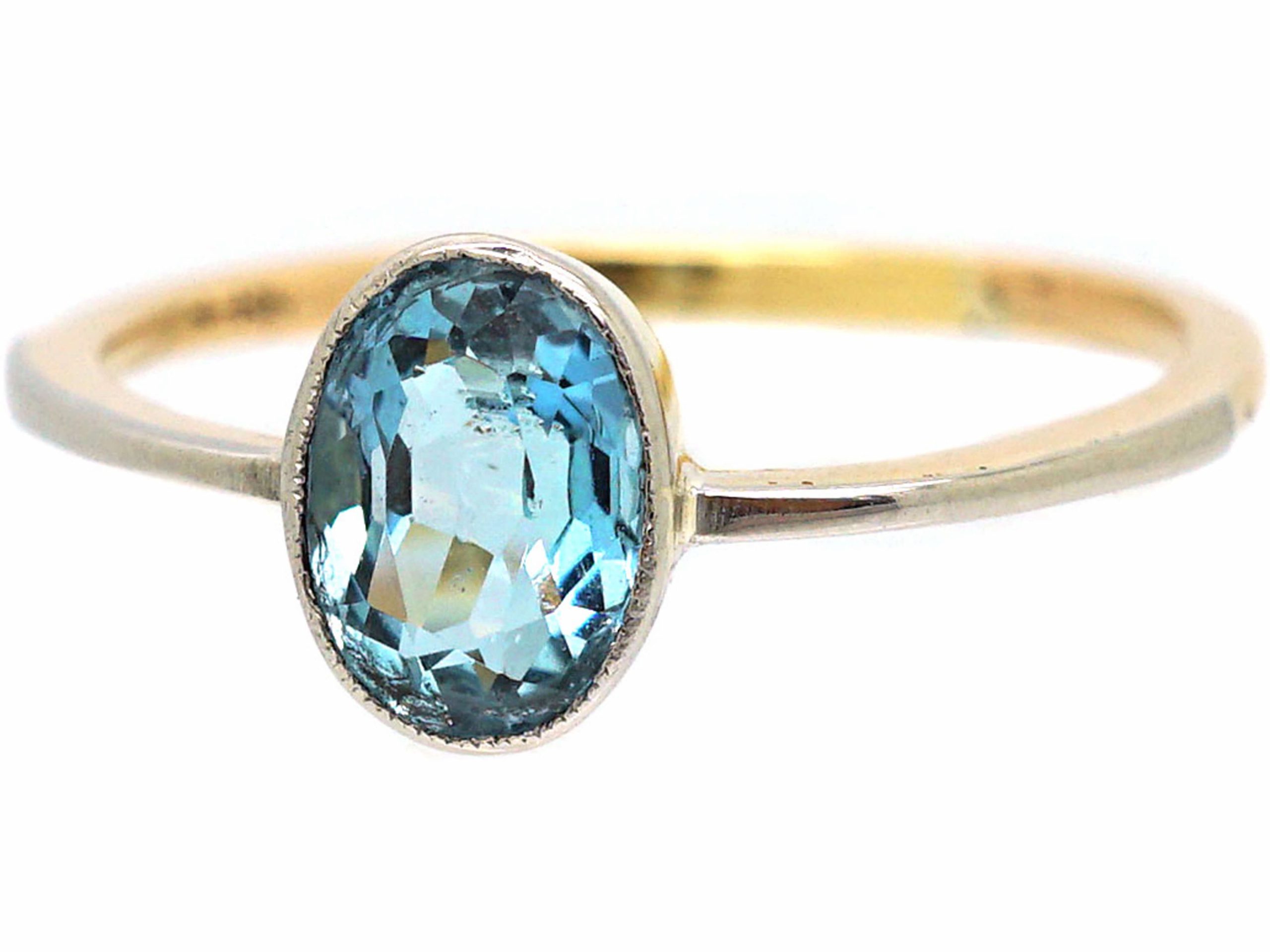 Art Deco 15ct Gold & Platinum, Aquamarine Ring (423P) | The Antique ...