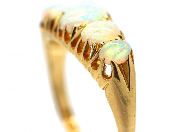 Edwardian 18ct Gold Five Stone Opal Ring