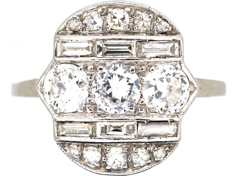 Art Deco Platinum, Diamond Geometric Ring