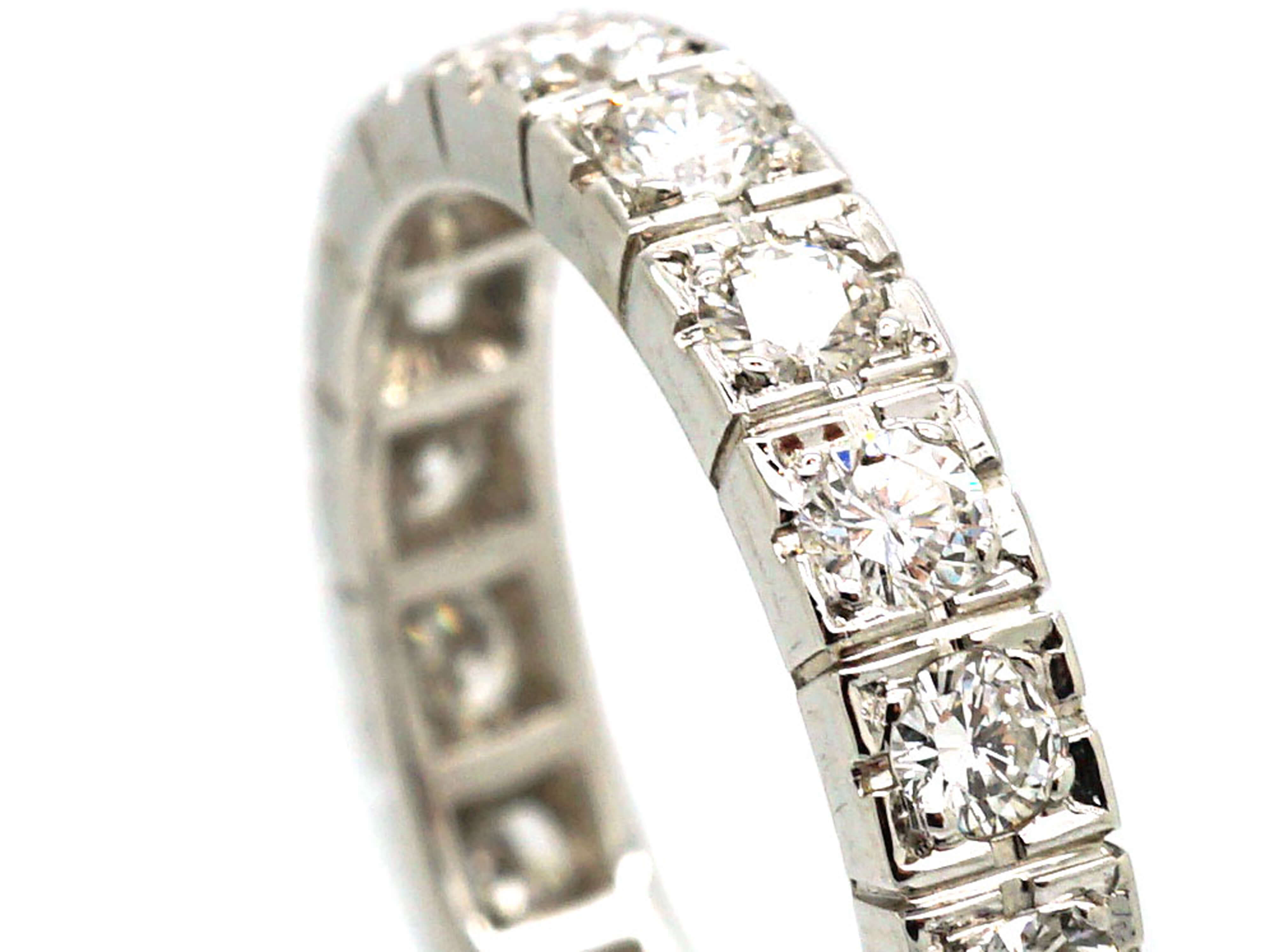 Art Deco French 18ct White Gold & Diamond Eternity Ring (922P) | The