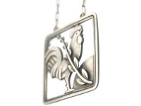 Silver Rooster Pendant on Chain by Arno Malinowski for Georg Jensen