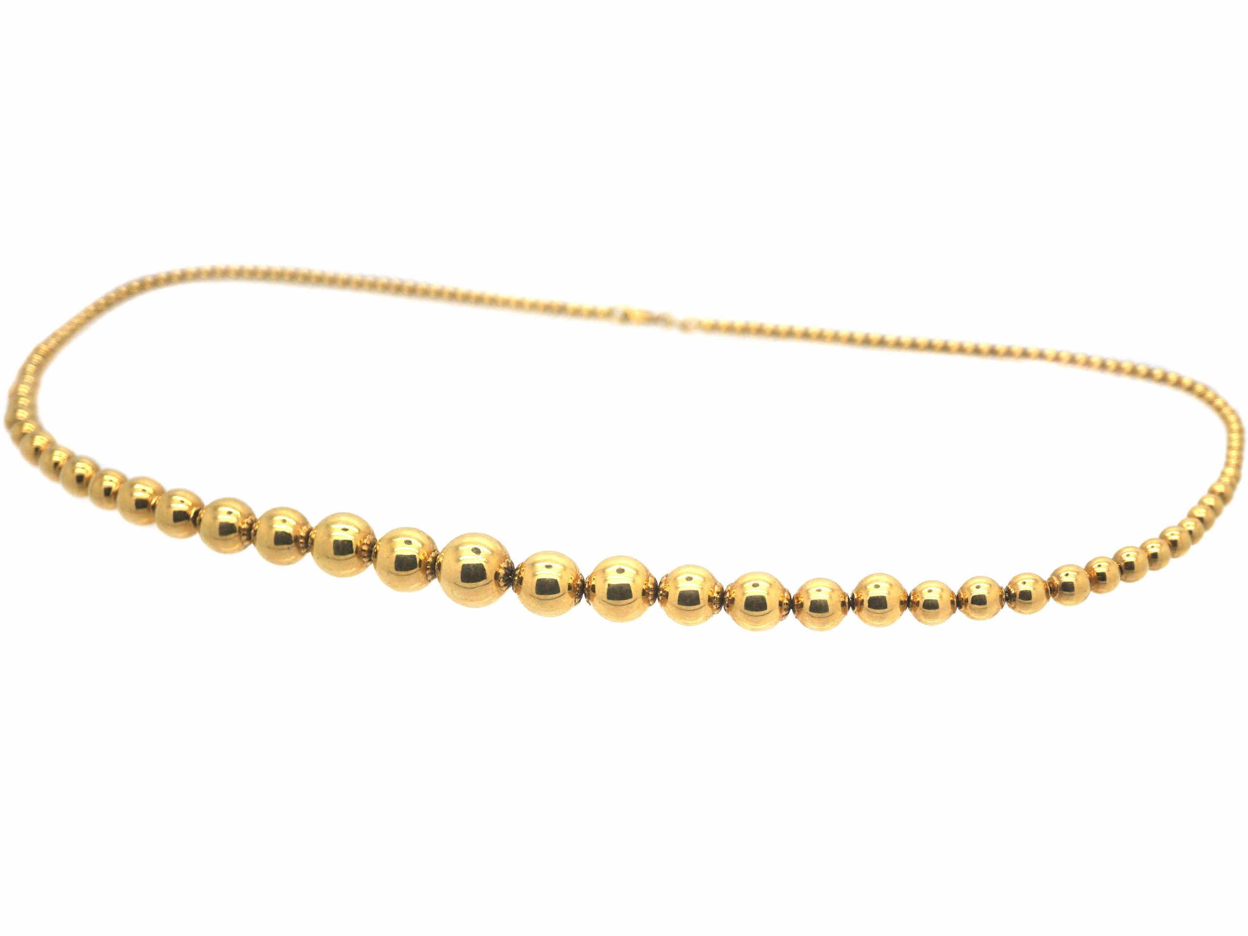 French 18ct Gold Graduated Bead Necklace (23R) The Antique Jewellery