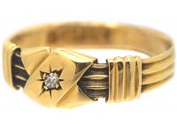 Victorian 18ct Gold Kiss Ring Set With a Diamond