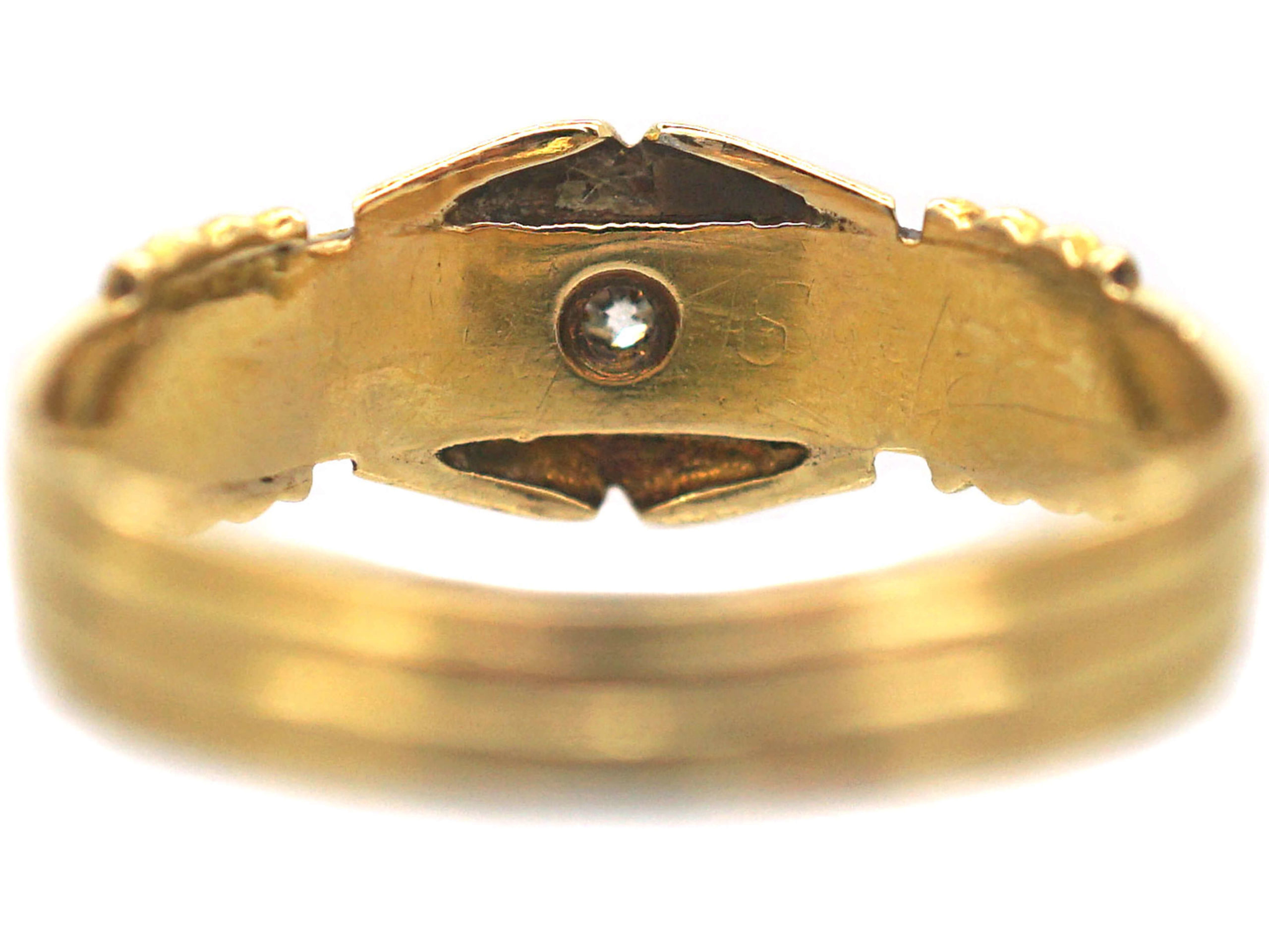 Victorian 18ct Gold Kiss Ring Set With a Diamond (979P) The Antique
