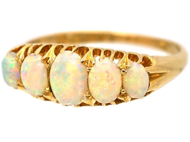 Edwardian 18ct Gold Five Stone Opal Ring