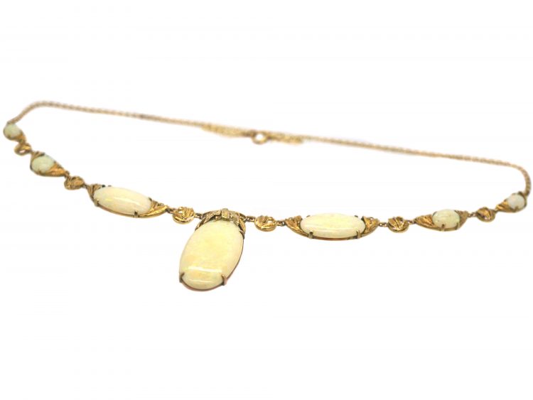 Arts & Crafts 9ct Gold & Opal Necklace