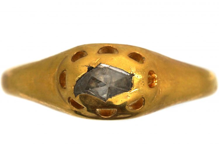 French Early 18th Century 18ct Gold, Rose Diamond Ring