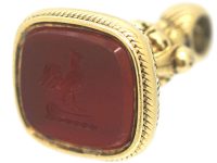 William 1V 18ct Gold Seal with Carnelian Intaglio of a Cockerel