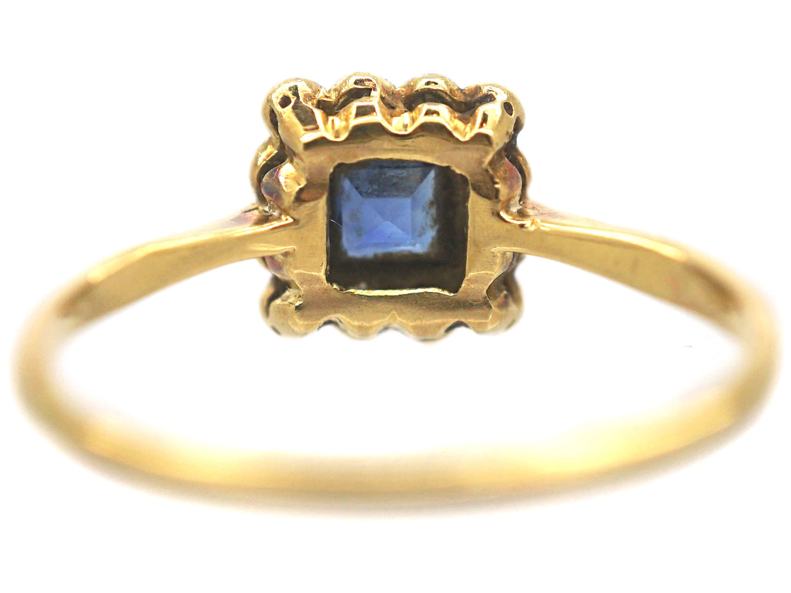 Art Deco 18ct Gold & Platinum, Sapphire & Diamond Square Shaped Ring ...