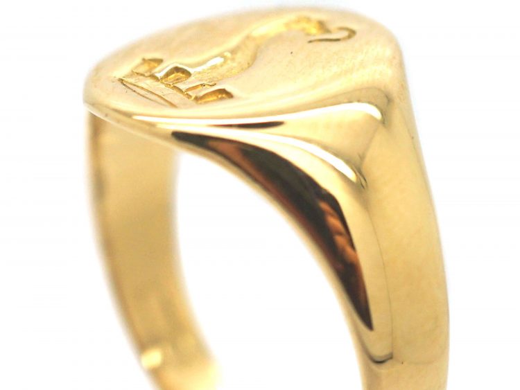 18ct Gold Signet Ring with Intaglio of a Serpent & Crown