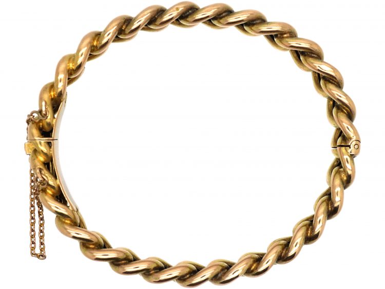 Edwardian 15ct Gold Coiled Curb Link Bangle