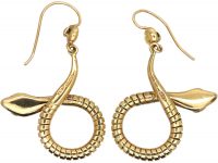 9ct Gold Snake Earrings with Ruby Set Eyes