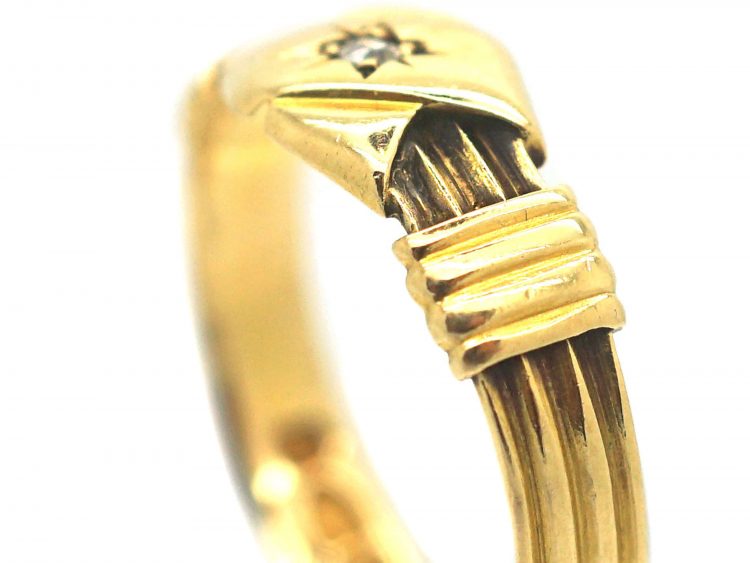 Victorian 18ct Gold Kiss Ring Set With a Diamond
