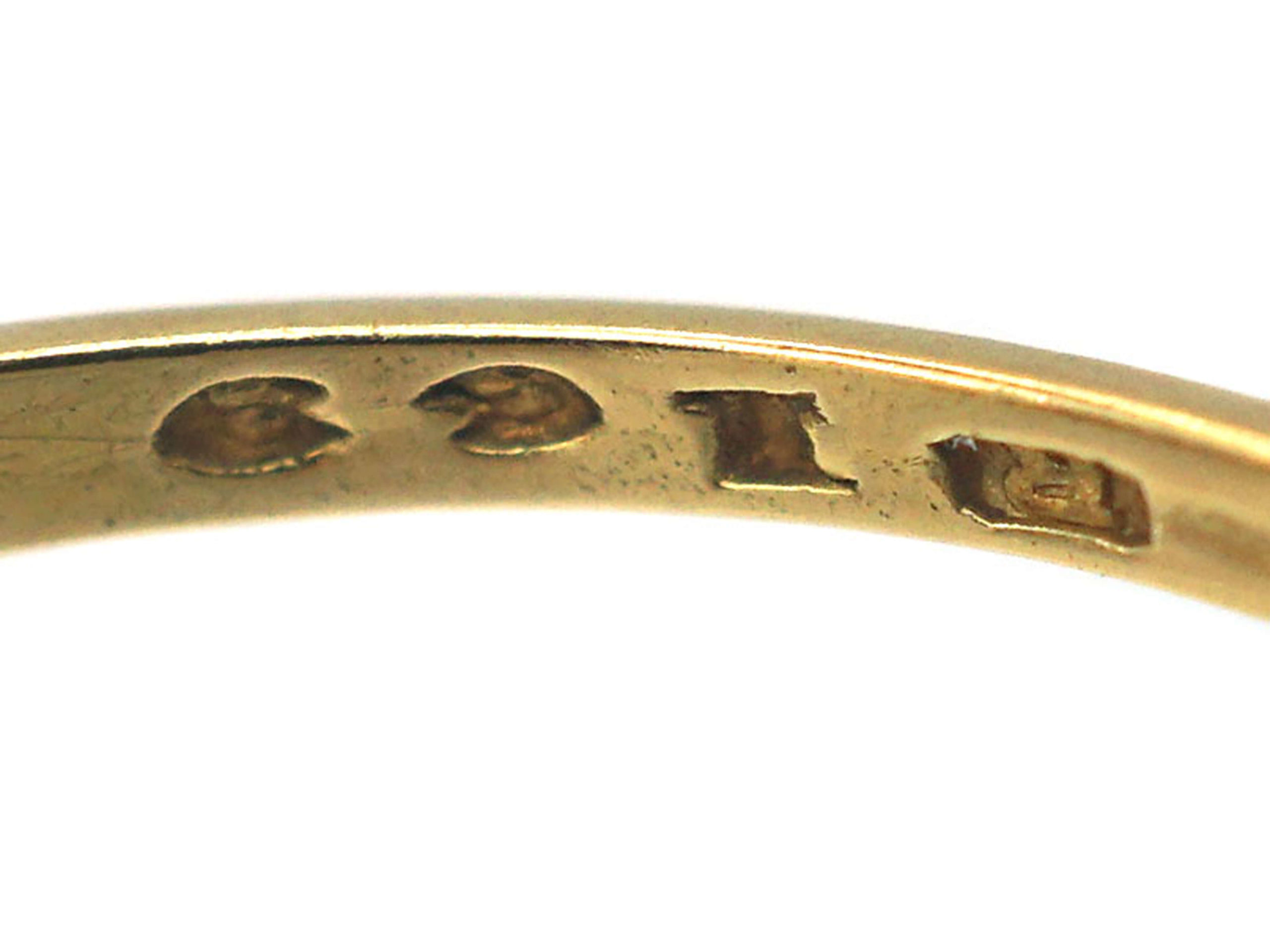 Art Deco 18ct Gold & Platinum, Sapphire & Diamond Square Shaped Ring ...