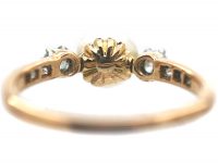French Belle Epoque 18ct Gold, Natural Bouton Pearl & Diamond Ring