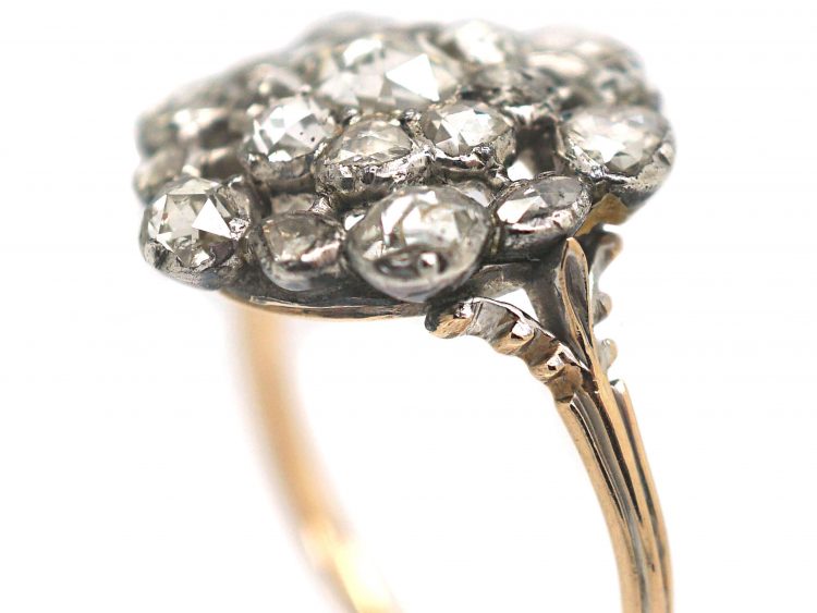 Large Georgian Rose Diamond Cluster Ring