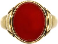Victorian 9ct Gold & Carnelian Signet Ring