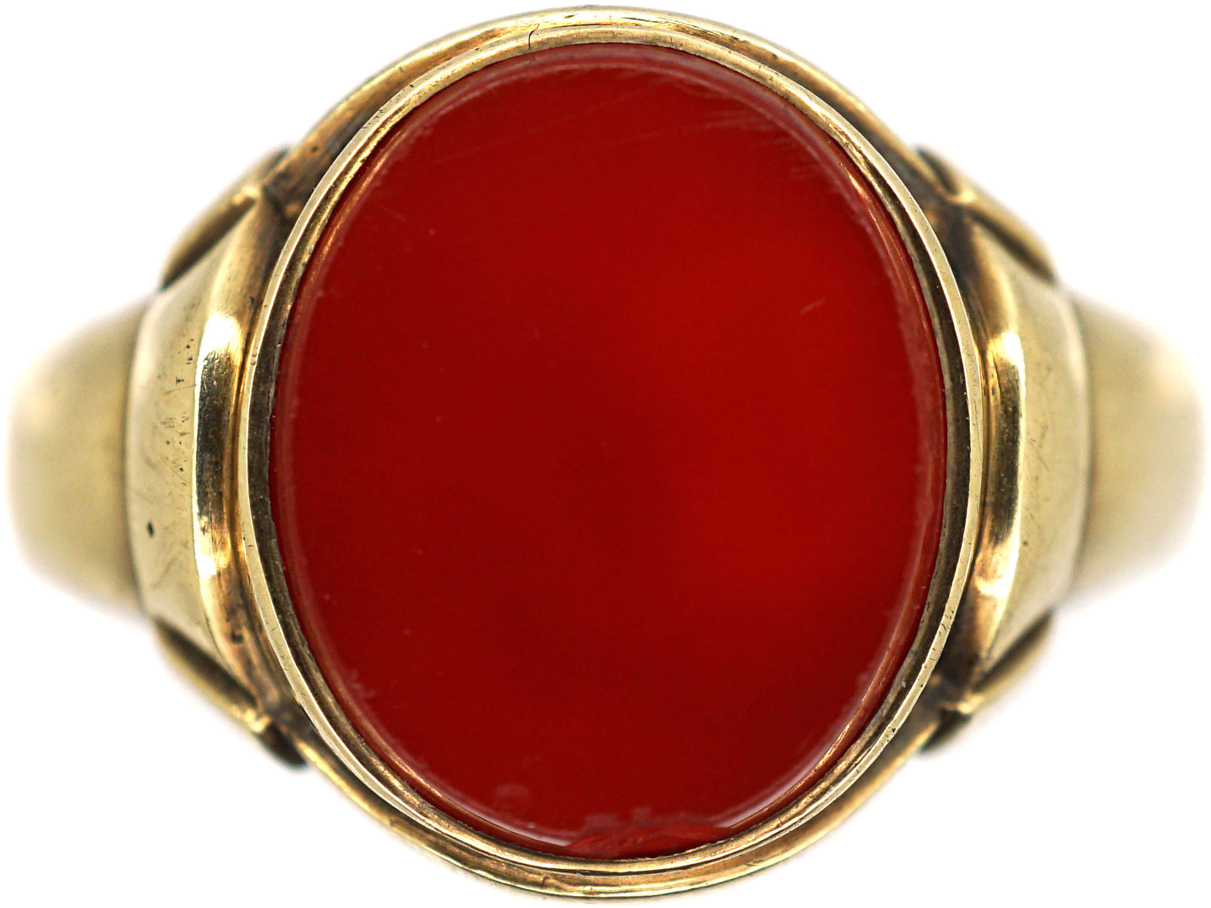 Vintage 9 Carat Gold Carnelian Signet Ring