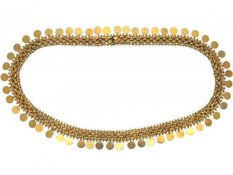 Victorian 15ct Gold Collar with Disc Drops