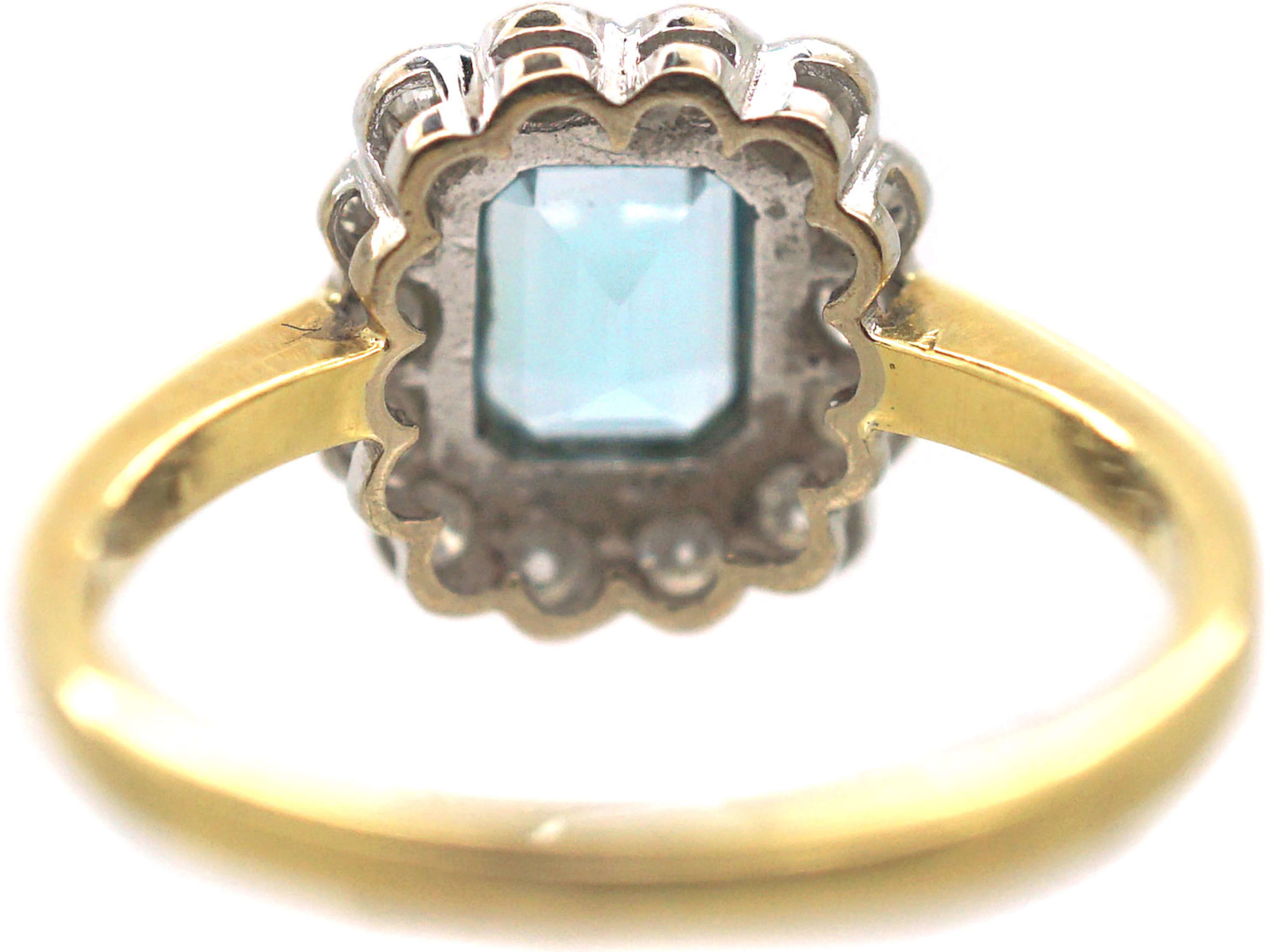 18ct Gold, Aquamarine & Diamond Cluster Ring (401/O) | The Antique ...