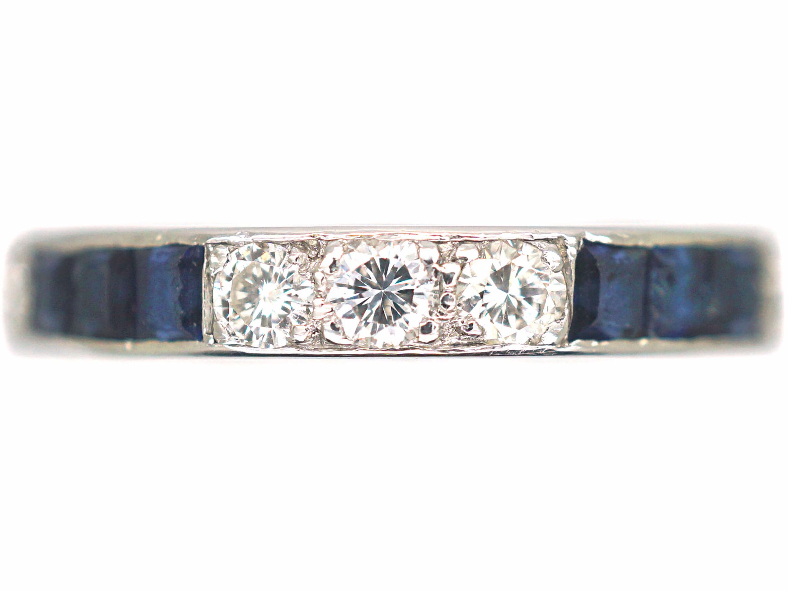 Sapphire and Diamond Eternity Band - Anniversary Rings - Rings - Jewelry