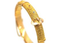 Edwardian 9ct Two Colour Gold Bangle with Buckle Motif