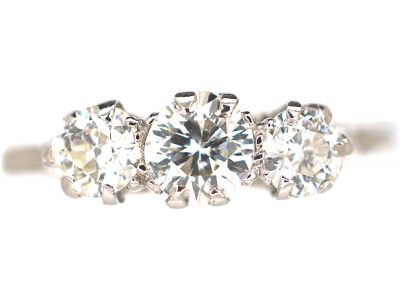 Art Deco Platinum & Three Stone Diamond Ring