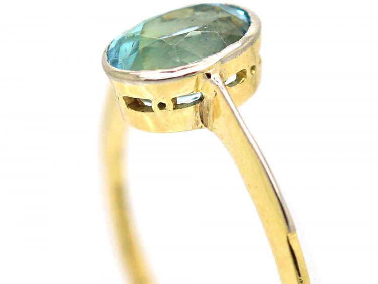 Art Deco 18ct Gold & Platinum, Aquamarine Ring