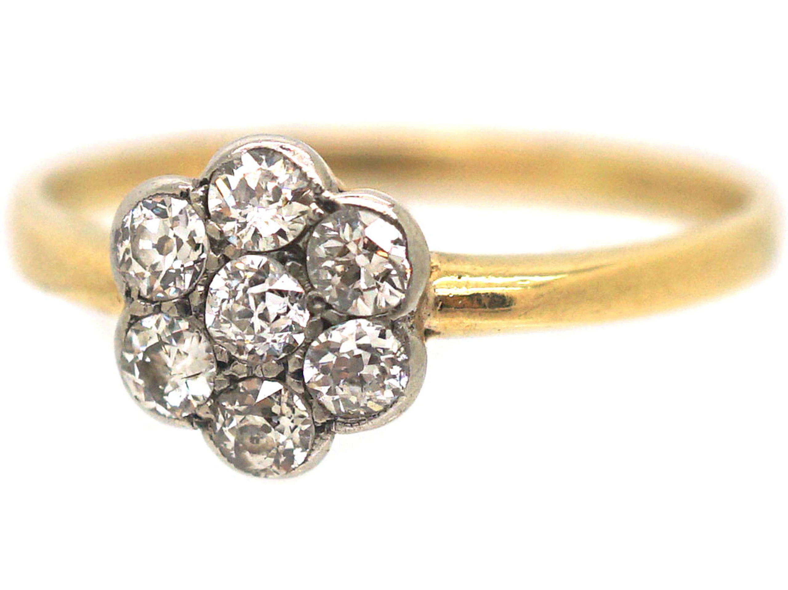 Edwardian 18ct Gold & Platinum Diamond Cluster Ring (926P) | The ...