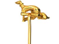 Victorian 18ct Gold Tie Pin of Two Greyhounds